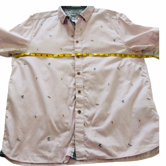 Ted Baker Button Down Beach Print Shirt Pink xxl - Picture 8 of 16